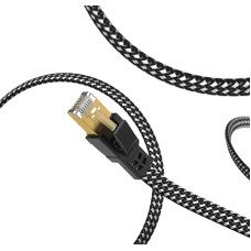 Cat 8 Ethernet Cable 40m, Nylon Braided High Speed Heavy Duty Cat8 Network LAN Patch Cord, 40Gbps 2000Mhz SFTP RJ45 Flat Internet Cable Shielded in Wall, Indoor&Outdoor for Modem/Router/Gaming/PC - 40m
